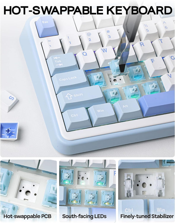 EPOMAKER TH99 Teclado mecánico inalámbrico de tres modos con baterí...