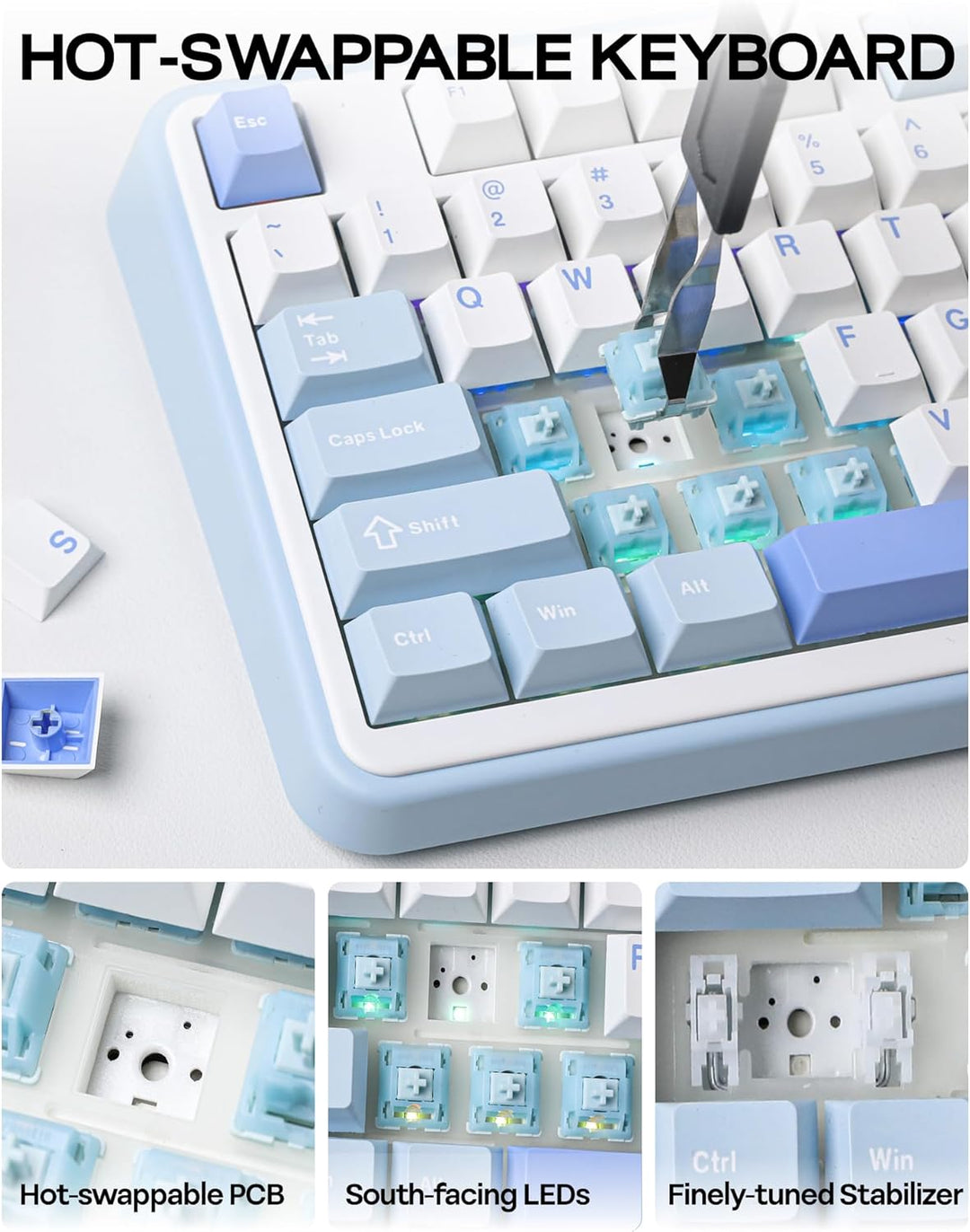 EPOMAKER TH99 Teclado mecánico inalámbrico de tres modos con baterí...