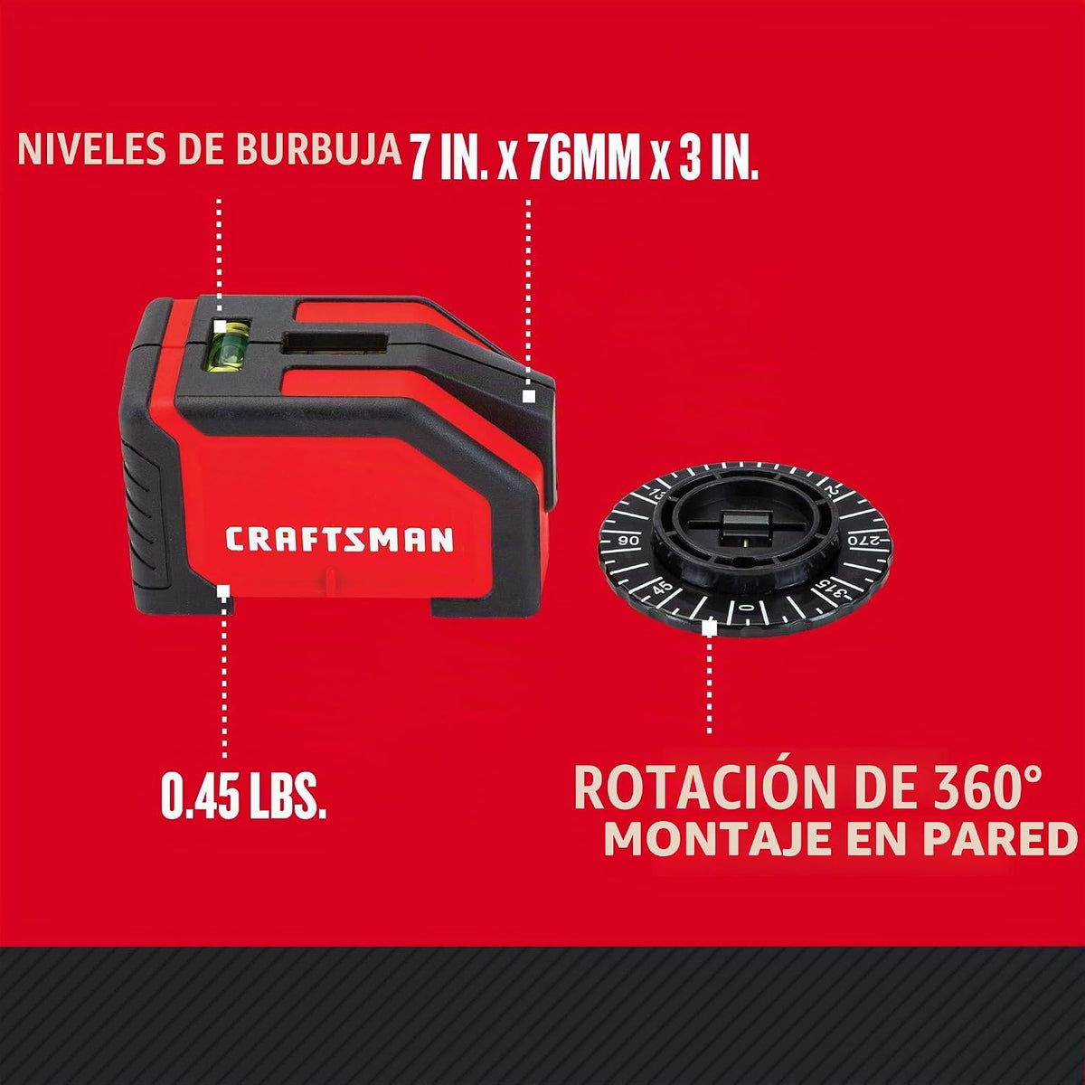 CRAFTSMAN CMHT77634 15'. láser de montaje en pared