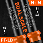 HORUSDY Juego de 5 llaves dinamométricas de 3/8" (5–45 ft-lb/ 6.8–61 Nm) – Llave dinamométrica de accionamiento de 3/8" con extensión de 3", adaptadores de 3/8" a 1/4" y de 3/8" a 1/2", estuche para