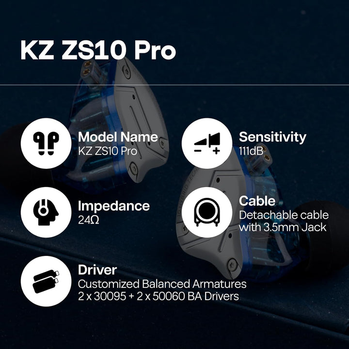 Linsoul KZ ZS10 Pro, auriculares intraaurales con 5 controladores 4...