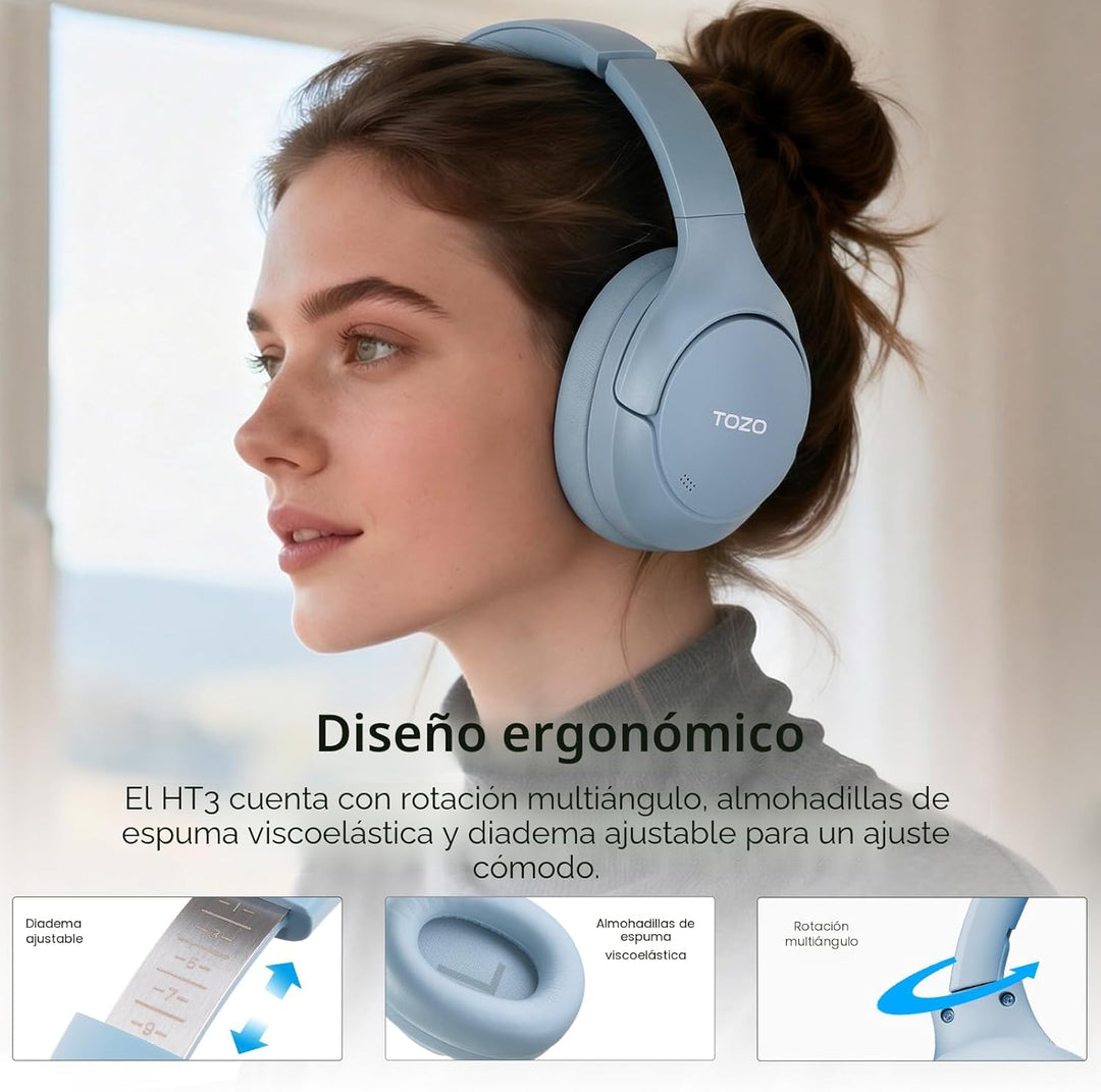 TOZO Auriculares híbridos HT3 con cancelación de ruido, batería de...