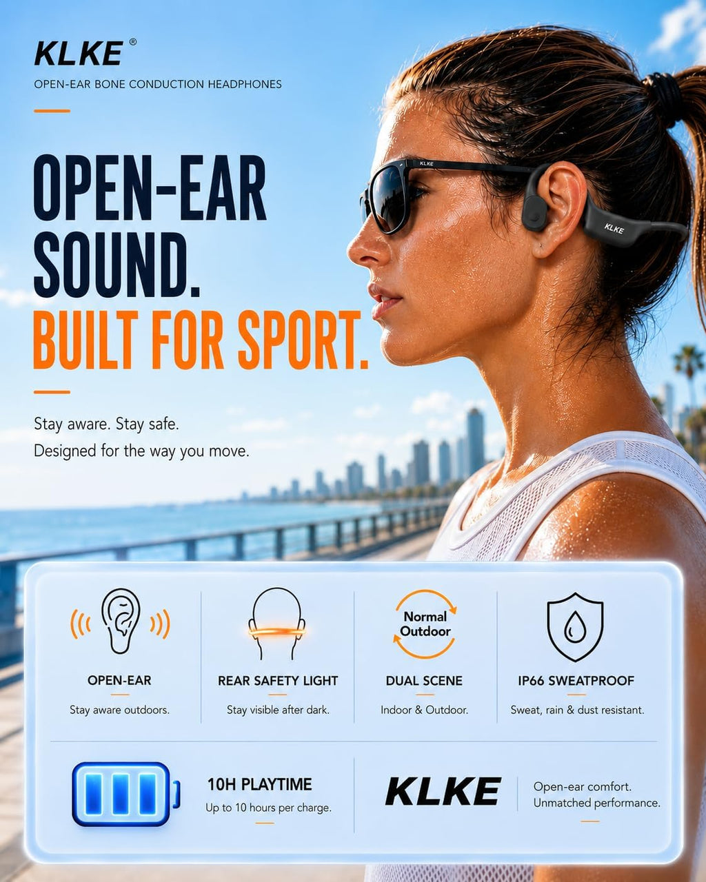 Z3 Auriculares de conducción ósea de oído abierto con micrófono, auriculares deportivos