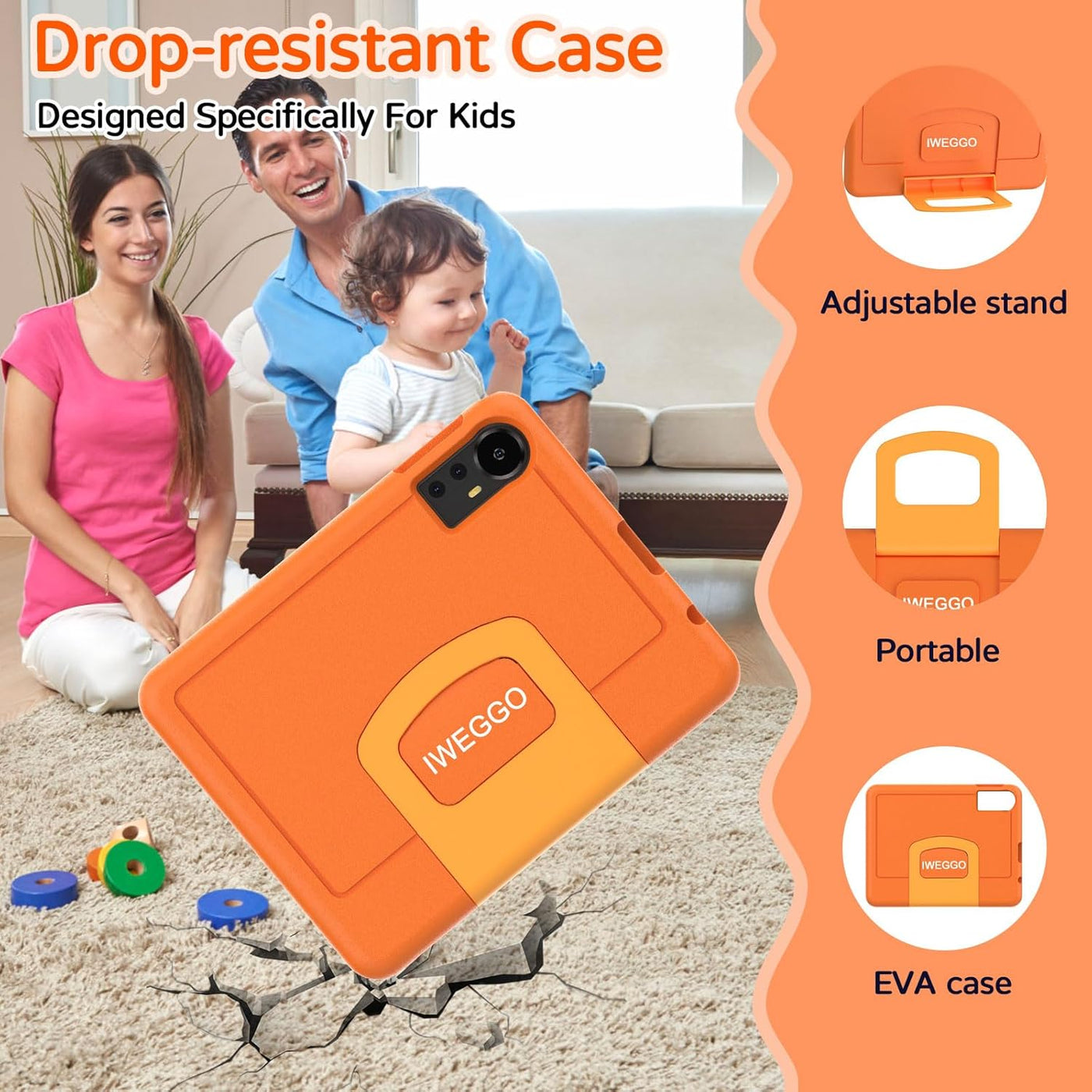 IWEGGO Tablet Android 15 para niños con estuche EVA, tablet de 10 p...