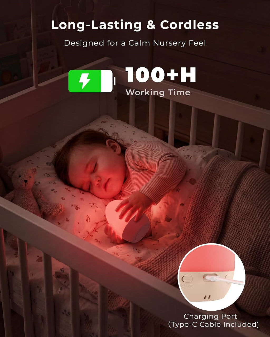 Lámpara Luz de huevo para guardería, control táctil para cuidado de los ojos, luz nocturna recargable para bebés con 17 modos de color, luz de huevo de alimentación nocturna regulable para el
