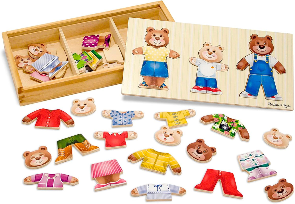 melissa & doug rompecabezas de combinar ropa de madera familia de osos, Versión estándar, Multicolor