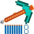 Nerf Minecraft Diamond Pickaxe Dart Blaster, imprimación de tirar, cabeza de espuma, 8 dardos Nerf Elite, a partir de 8 años