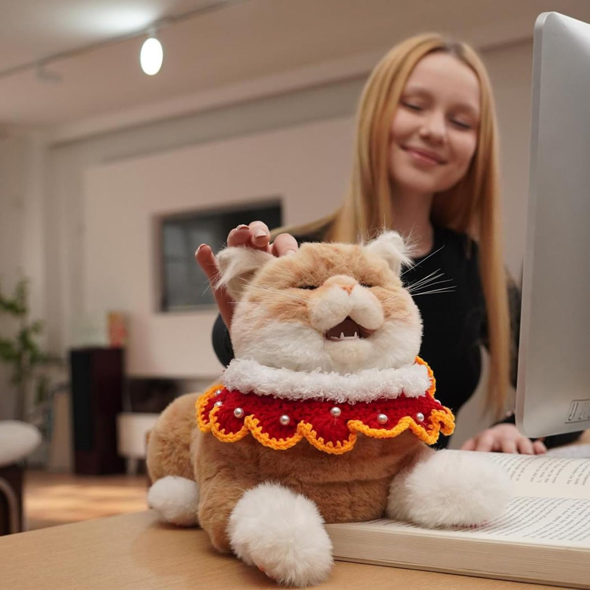 Chongker Animal de peluche interactivo de gato robot de 24.8 pulgadas para