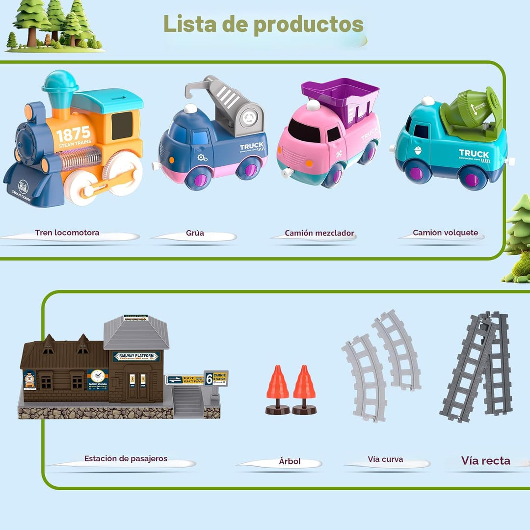 Juego de tren para niños pequeños, juguete de tren eléctrico para n...