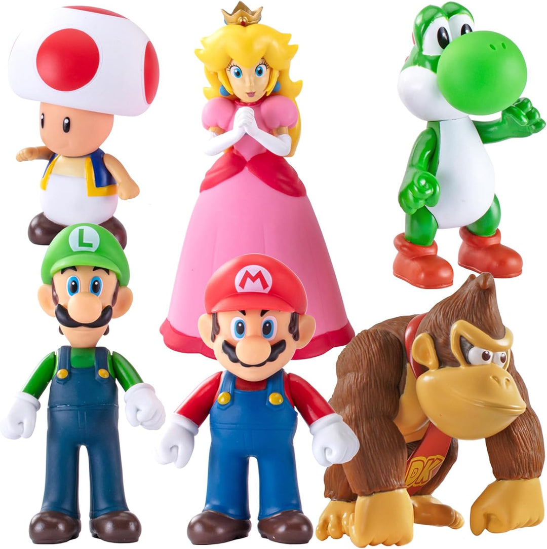 Mario Figures - Juego de 6 figuras de acción de Mario Bros, de PVC,...