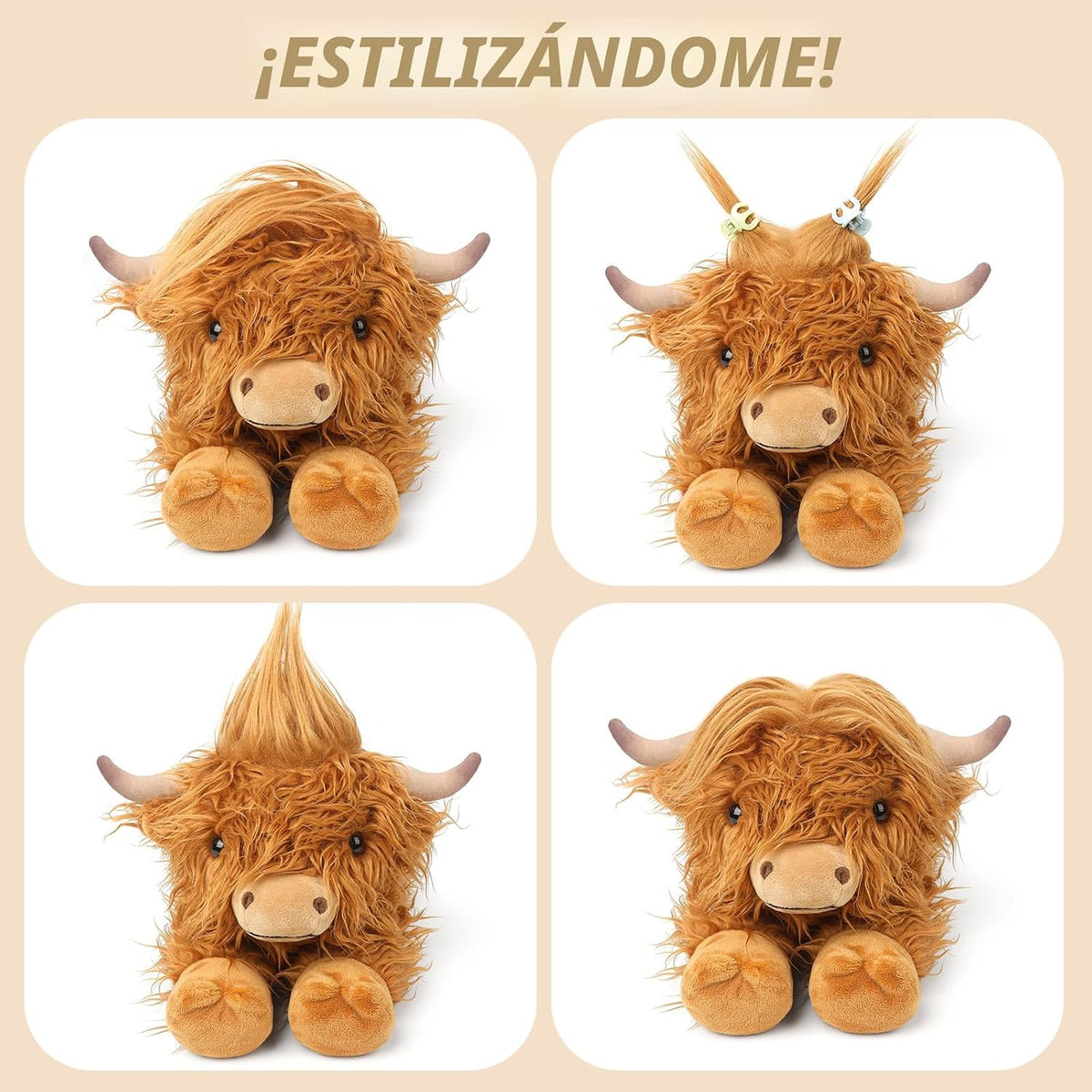 Highland Cow - Animales de peluche para microondas, Vaca A-Highland -1