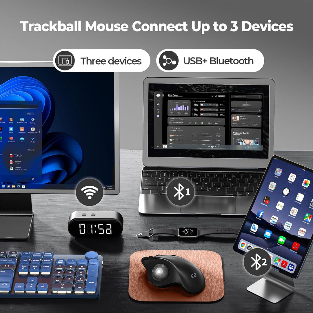 seenda Ratón inalámbrico ergonómico de Trackball - Ratón Bluetooth...