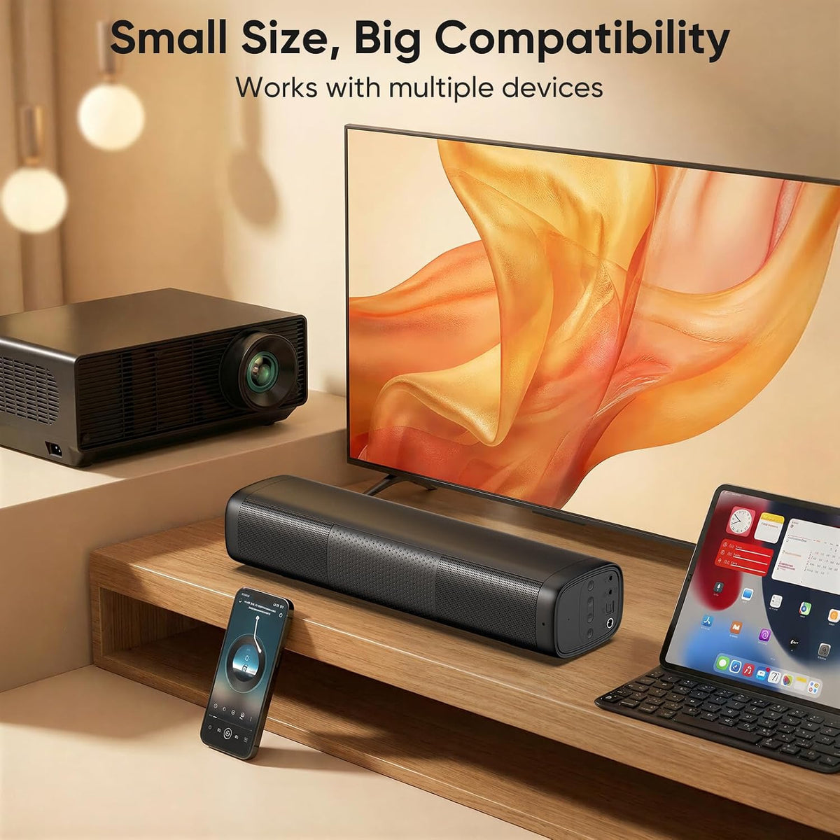 Barra de sonido Saiyin de 11.7 pulgadas, tamaño pequeño y gran potencia, sistema de cine en casa