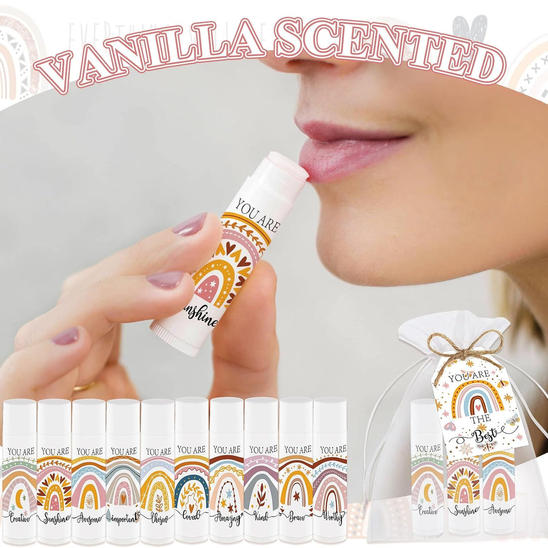 50 unidades de bálsamo labial bohemio arco iris a granel palabras i...