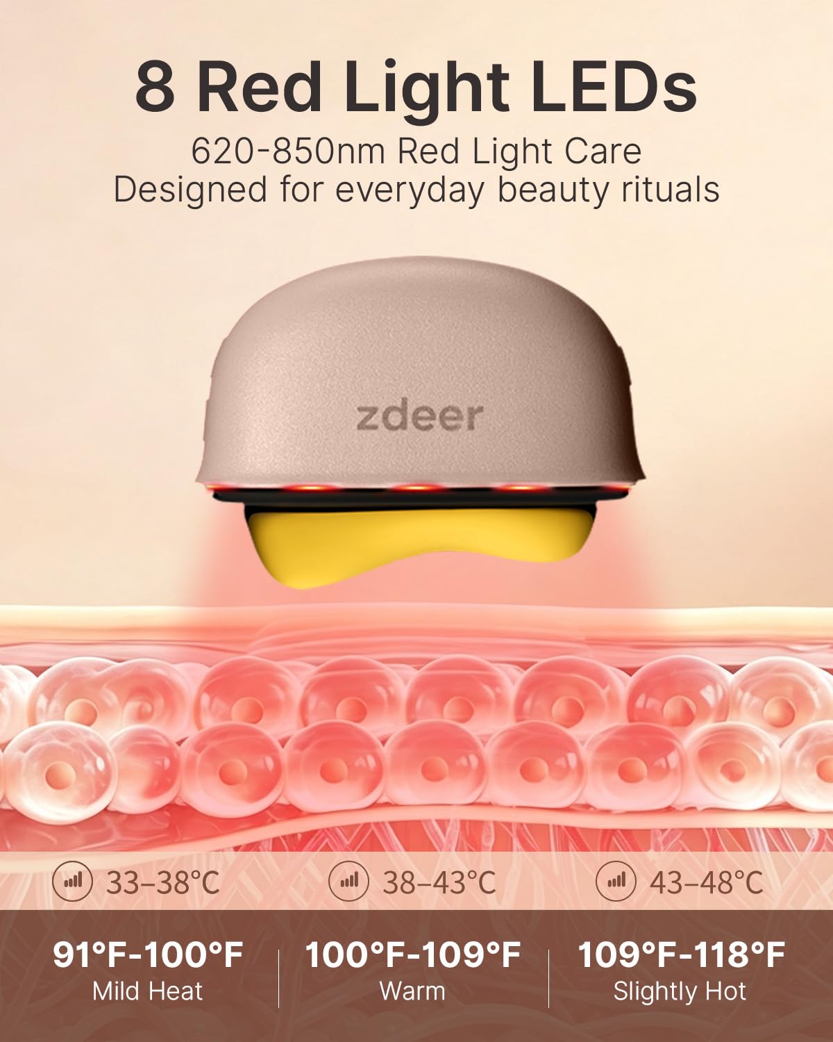 GS5 - Kit eléctrico de Gua Sha con calefacción, herramienta masajeadora facial de luz roja, rosa