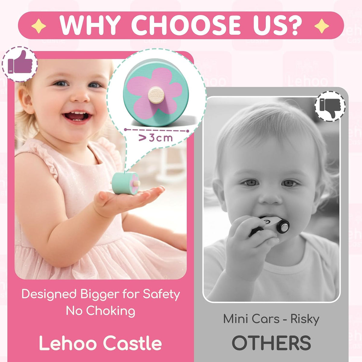 Lehoo Castle Unicorn Wooden Car Ramp Toy para 1 Year Old Girls