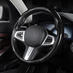 Cubierta de volante de fibra de carbono, juego de accesorios de volante de coche con cierre de presión 3 piezas, protector antideslizante con envoltura, universal, negro brillante