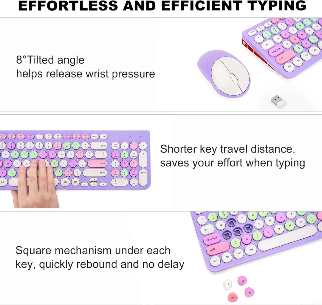 Combo de teclado y mouse inalámbricos, teclado retro de máquina de...