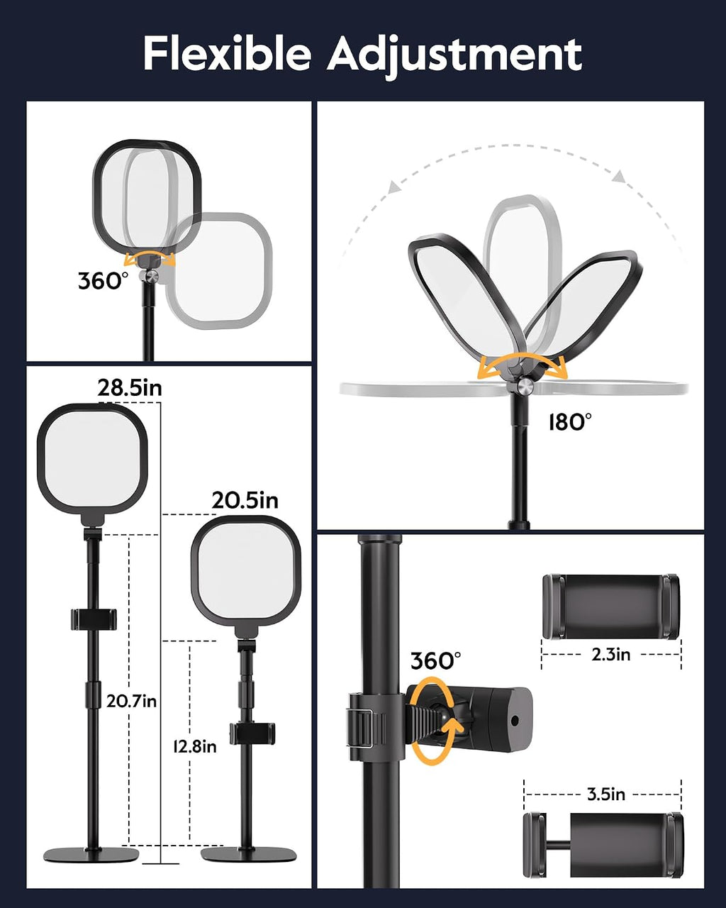 Lámpara Iluminación de videoconferencia para zoom con soporte, 30 modos, CRI>98