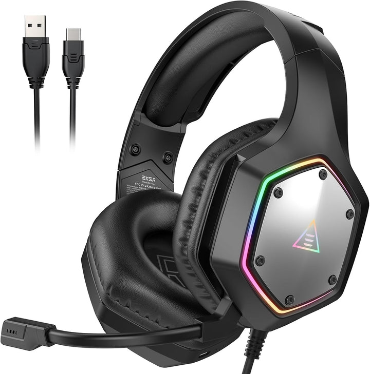 EKSA E1000 V2 Gaming Headset, PC Headset with USB C Plug, Wired Hea...