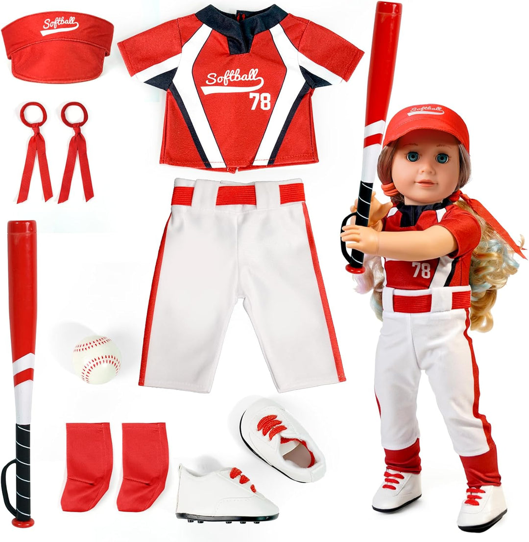 Conjunto de ropa y accesorios de uniforme de sóftbol ARTST para muñ...