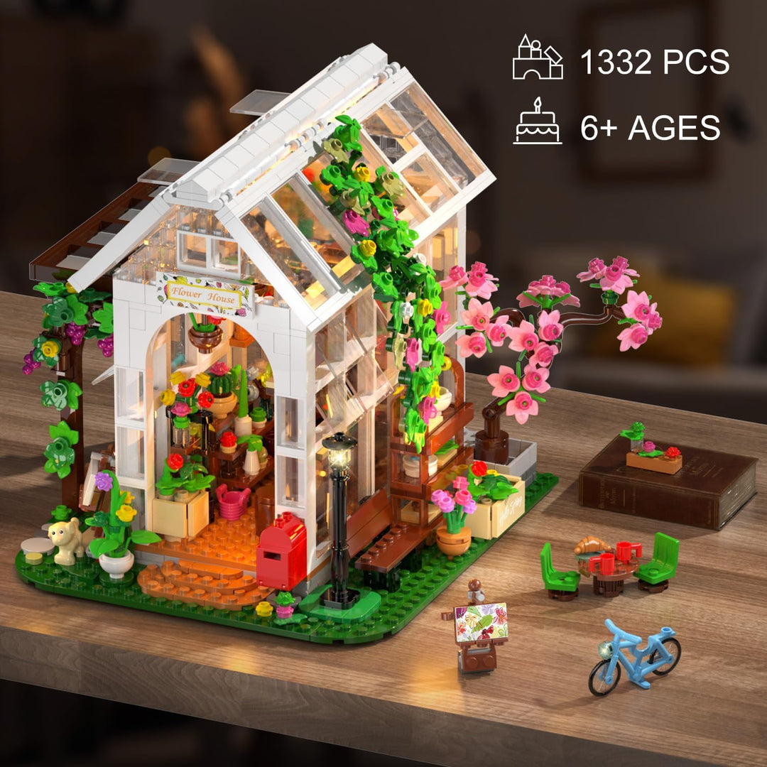 HOGOKIDS Juego de construcción de casa de flores con luz