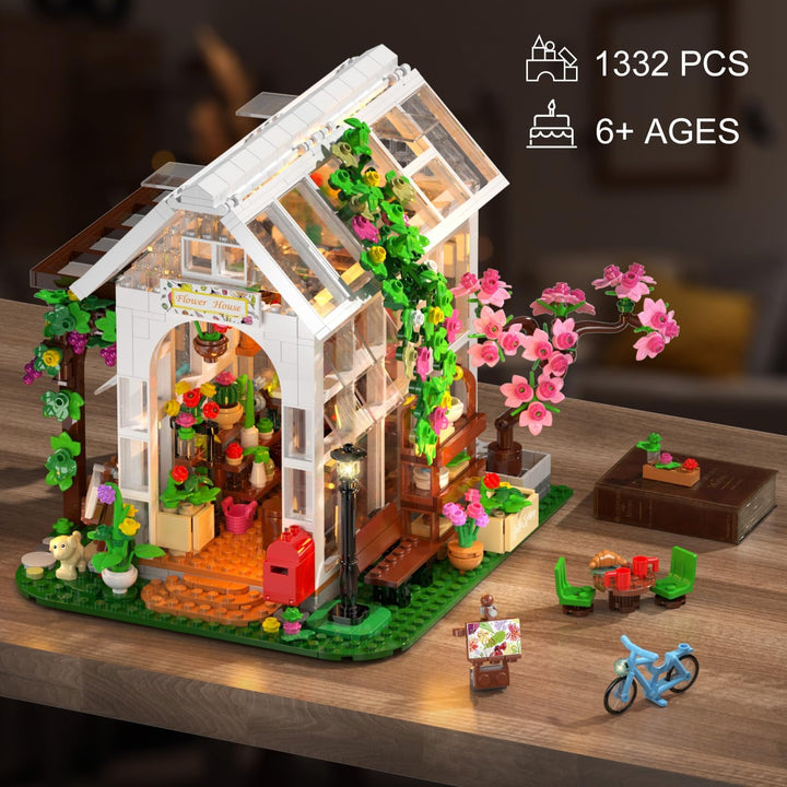 HOGOKIDS Juego de construcción de casa de flores con luz
