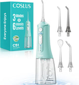 COSLUS Irrigador de agua portátil para dientes: 3 modos y 6 ajustes...