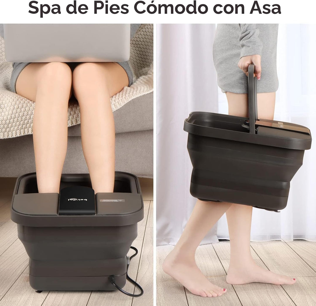 Beinilai Spa para pies plegable, baño de pies con calor y masaje y...