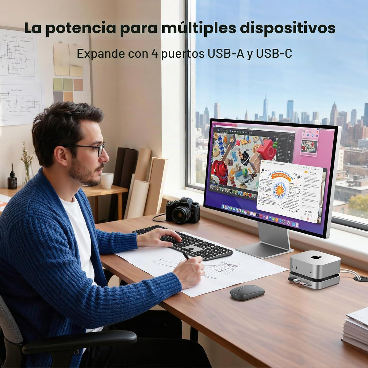 UGREEN Mac mini Dock DP Hub 4K 144Hz con carcasa NVMe
