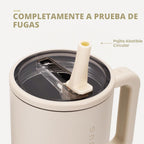 HydroJug Traveler - Botella de agua aislada con asa, 40 onzas, color crema