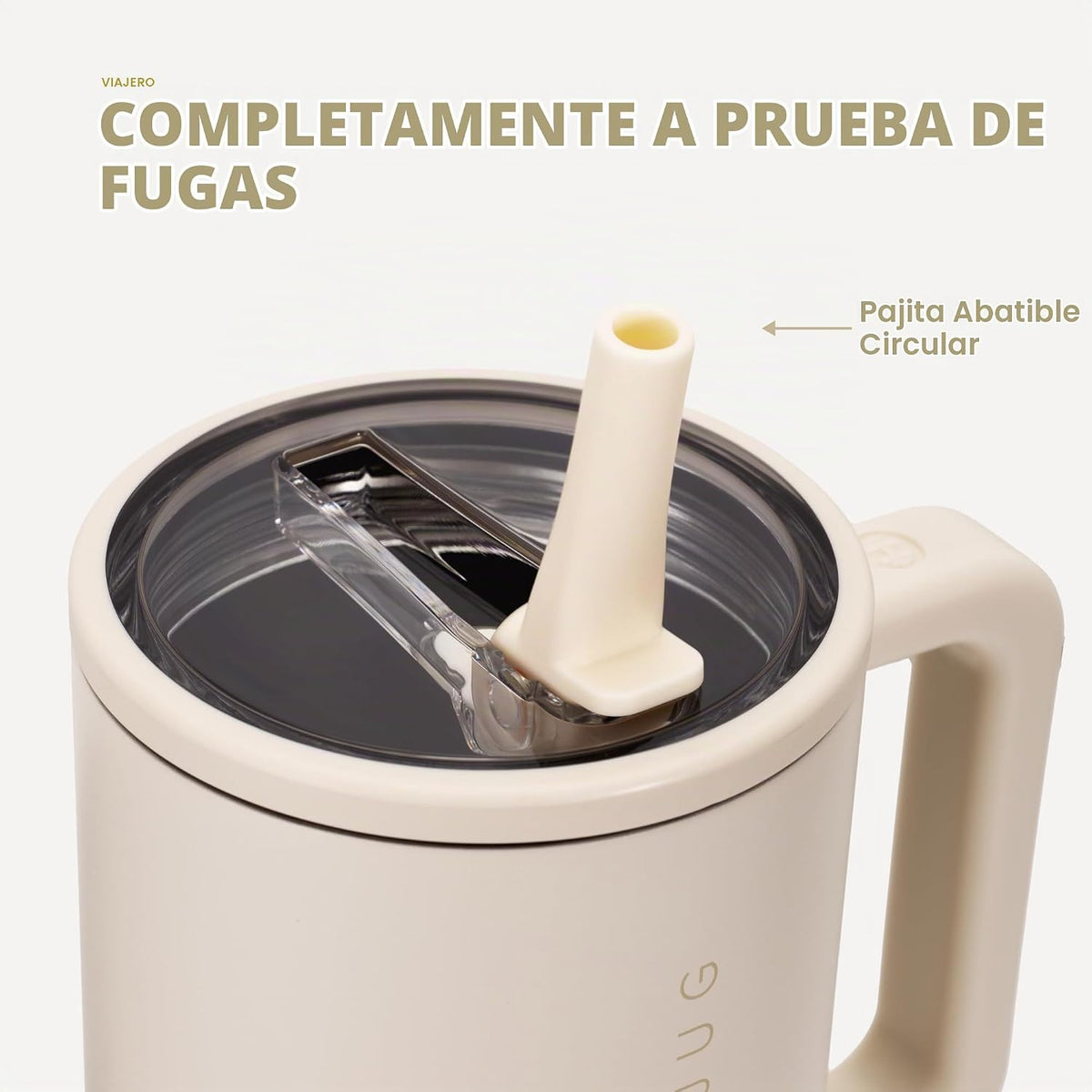 HydroJug Traveler - Botella de agua aislada con asa, 40 onzas, color crema