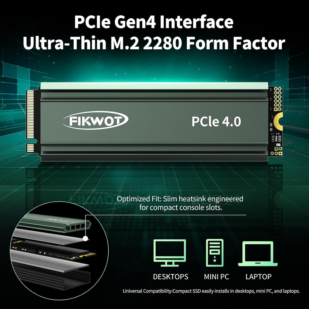 Fikwot FN960 - Unidad interna de estado sólido SSD M.2 NVMe PCIe Ge...