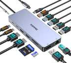 Estación de acoplamiento para portátil USB C Monitor dual, adaptador