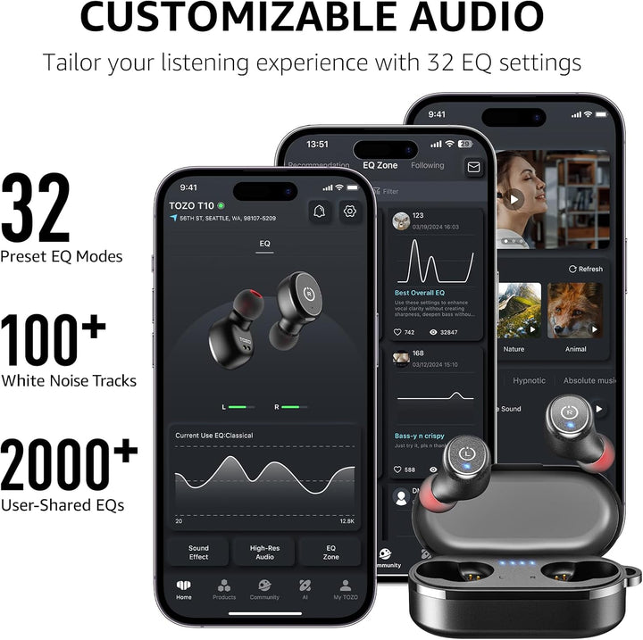 TOZO - T10 - Auriculares inalámbricos Bluetooth 5.0 1 Negro