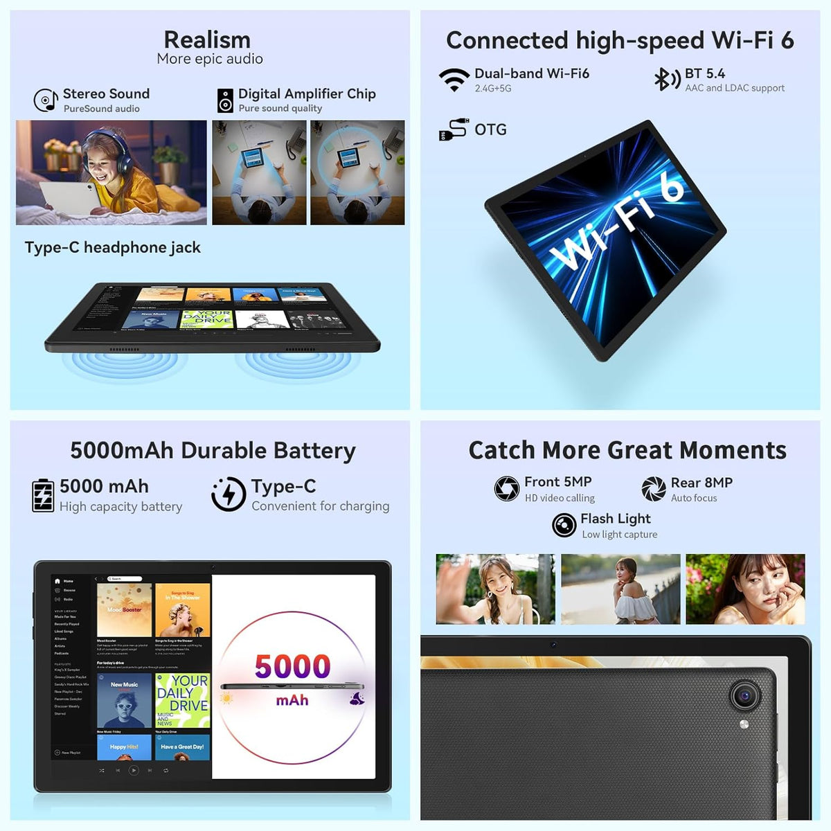 Evermyth Tableta, tableta Android de 10 pulgadas con Ocata Core, 8G...