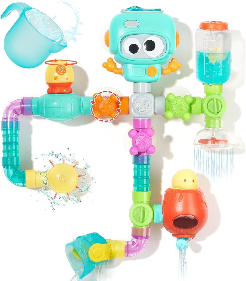 STEM - Juguetes de baño de construcción para niños de 3 a 8 años | Kit de montaje de tubería de agua DIY con ventosas | Juguetes educativos para bañera para niños a partir de 3 años |