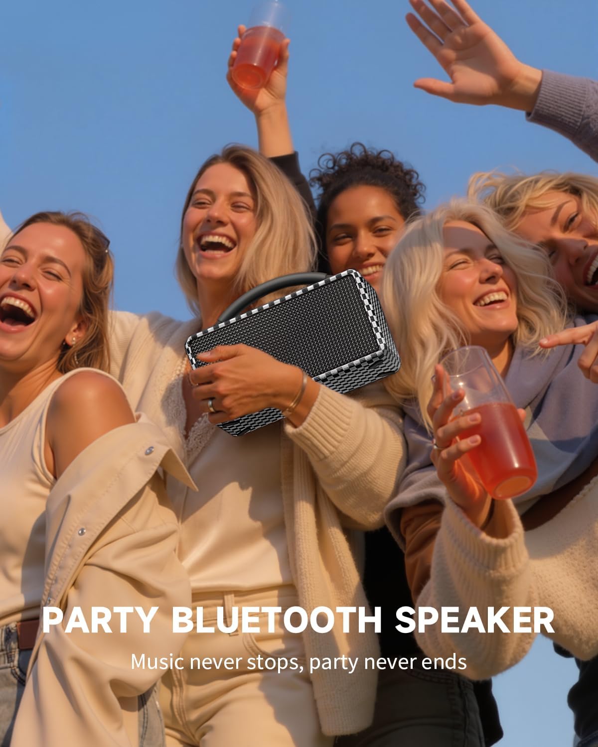 DINDIN Altavoz Bluetooth Portátil: 80W (Pico), 20H Tiempo de Reprod...