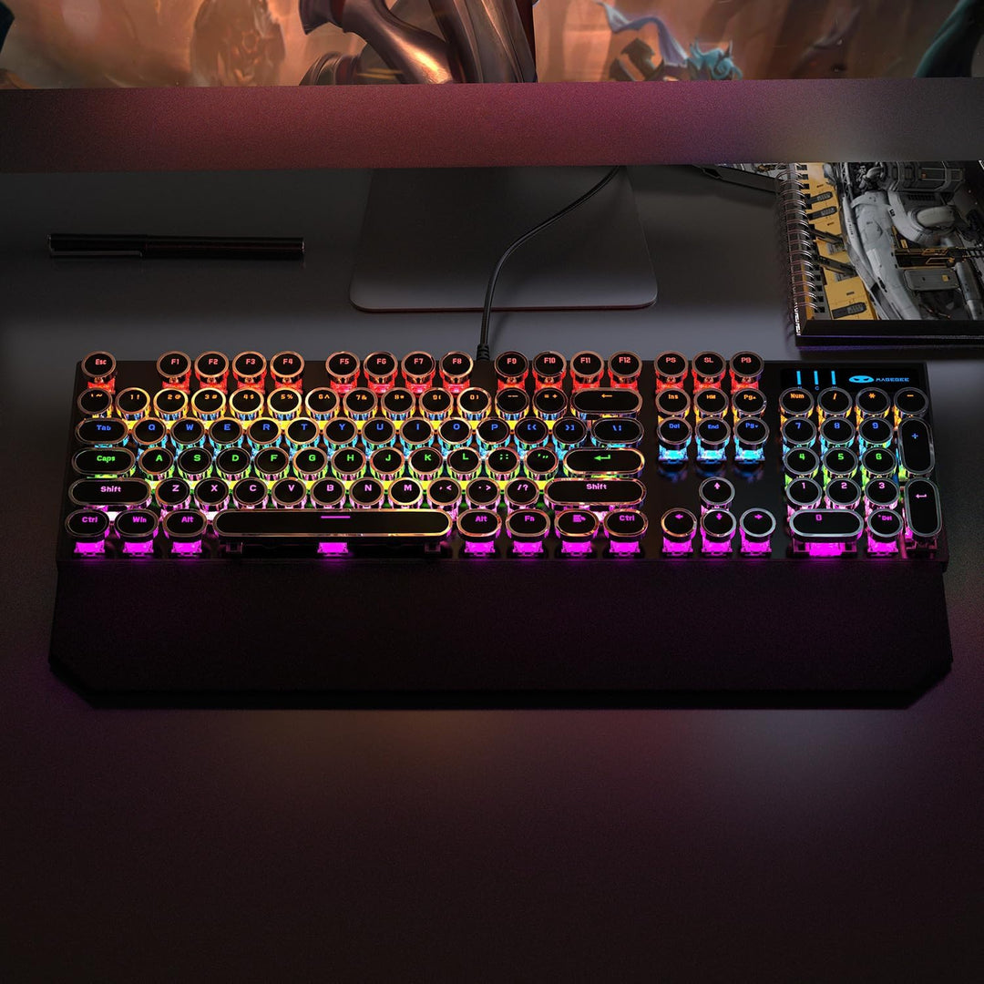 Camiysn Teclado Mecánico para Juegos Estilo Máquina de Escribir, Te...