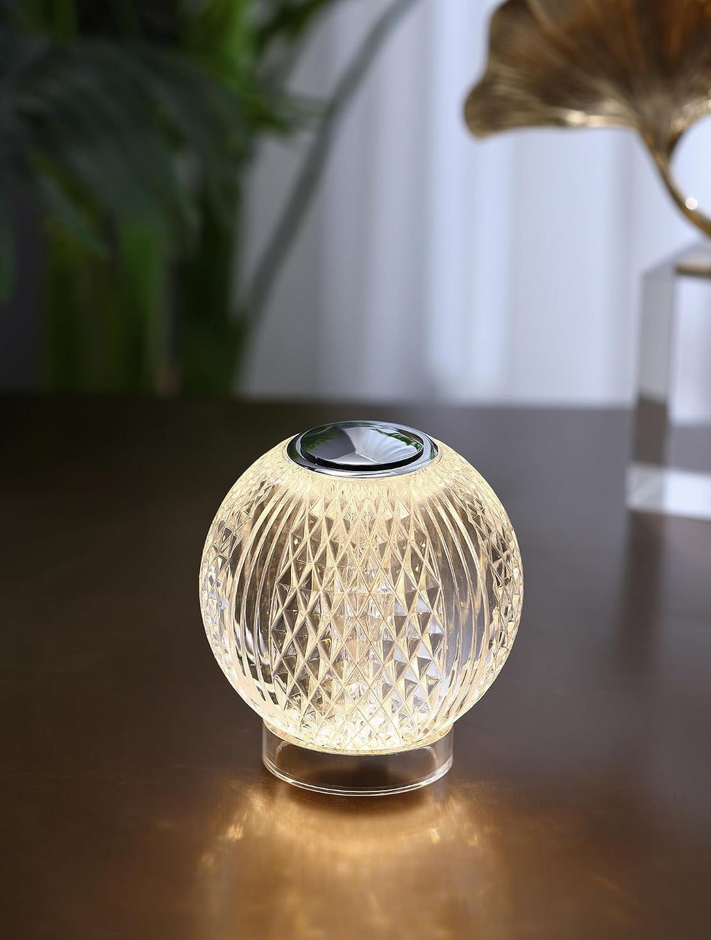 Lámpara Alora Lighting Kuzco Marni - Lámpara de mesa LED de 4 pulgadas, níquel pulido, acrílico transparente