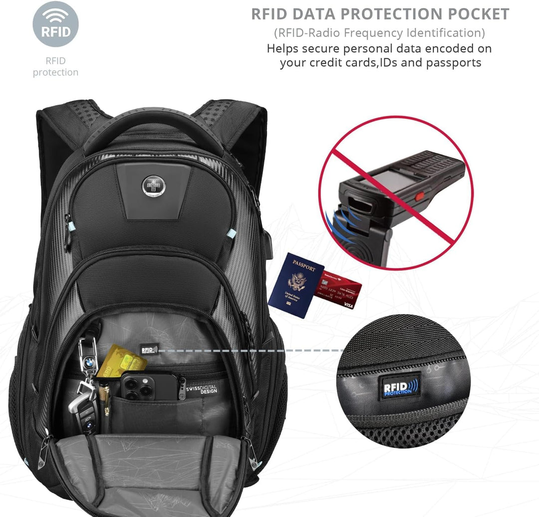 Mochila de diseño Swissdigital Circuit para hombres, Grande, Moderno