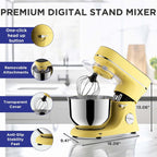 Magnavox Home, Batidora de pie digital con pantalla táctil de 6.3 cuartos de galón, 11 velocidades, amarillo