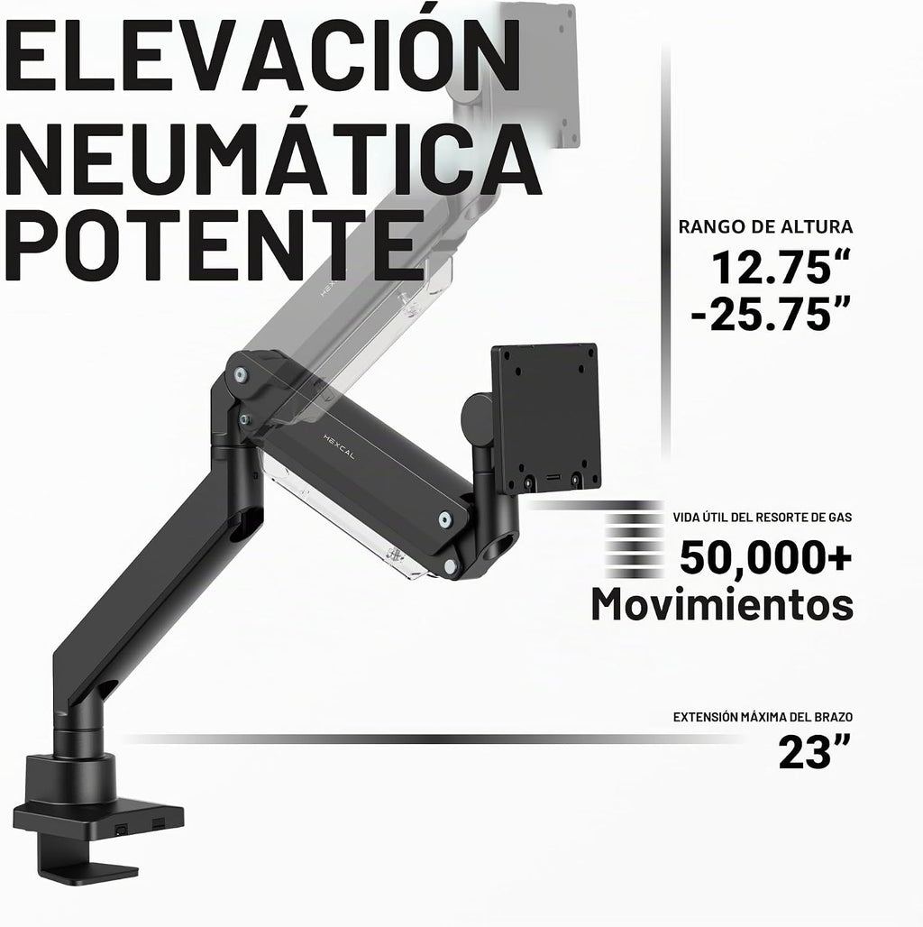Brazo de monitor resistente para pantallas ultraanchas de 57", soporta hasta 59.4 libras, soporte de escritorio de movimiento completo con VESA de liberación rápida (75/100/7.874 in