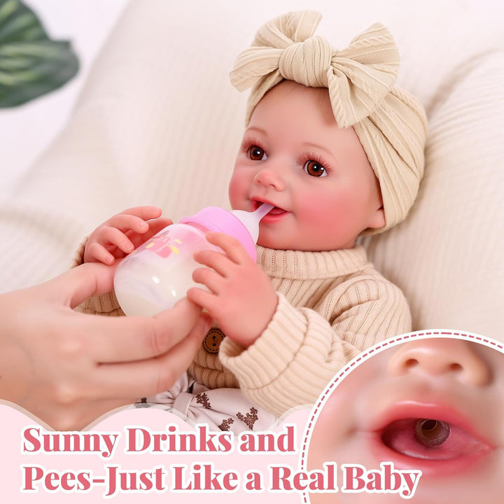 BABESIDE Drink and Wet Reborn Baby Dolls Girl - Muñeca de vinilo su...