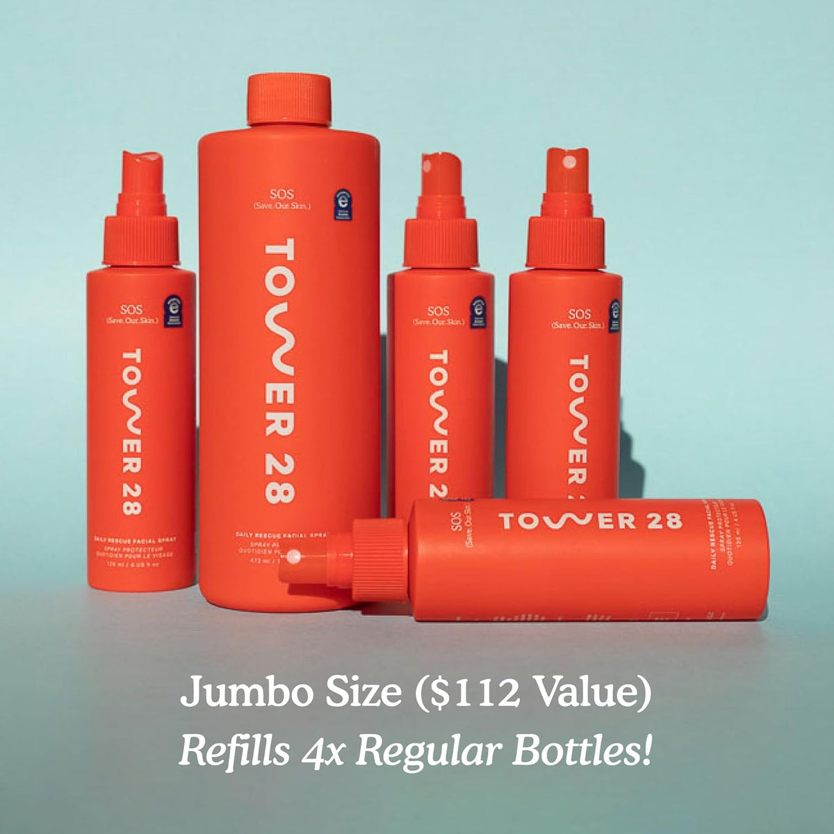 Tower 28 Beauty SOS Daily Rescue Spray facial Jumbo Recambio 16 oz...