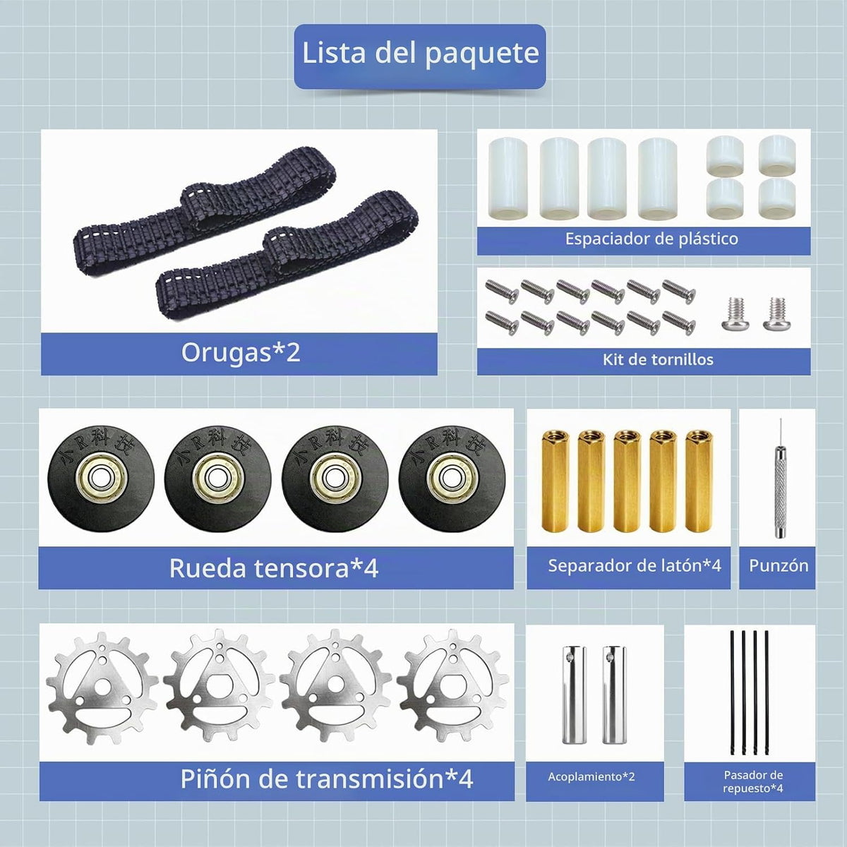 Kit de riel de tanque para robot de coche RC DIY con engranajes