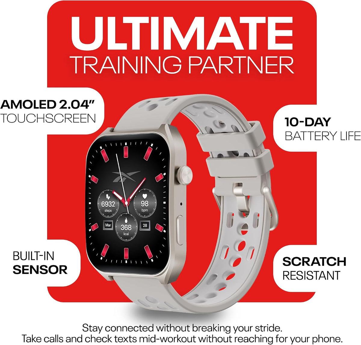 Reloj inteligente Reebok Icon con pantalla AMOLED de 2.04 pulgadas, GPS