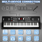 Piano de teclado para niños, piano electrónico de 61 teclas (negro)