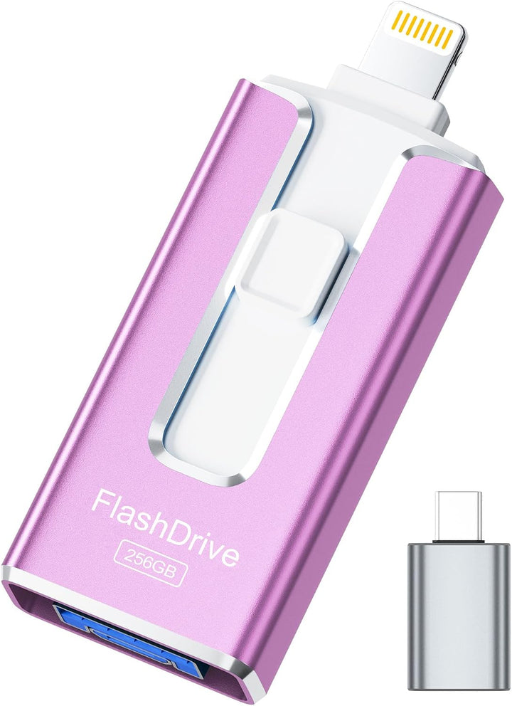 Unidad flash con certificación MFi para iPhone iPad de 256 GB, barr...