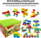 177 piezas de bloques de construcción grandes de 1 x 1-1 x 3 pulgadas para niños pequeños - Juego de ladrillos con autos y placa base, juguete educativo STEM para bloques de niños